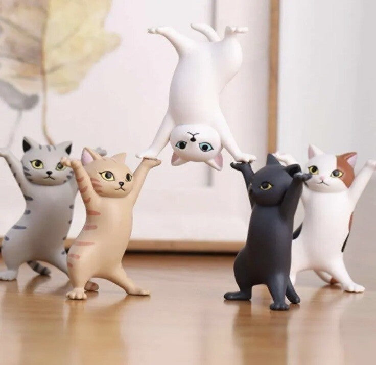5 x Dancing Cat Figures Can Hold Pencil Phones Desk Ornaments Cute Gift1
