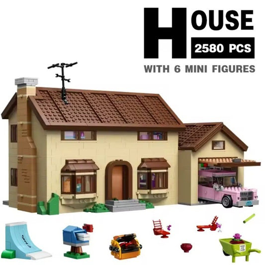 MOC The Simpsons House 2523PCS Building Blocks Assembly Bricks with 6 Figures