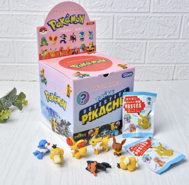 Pokemon eraser bundle x1 blind bag kids party bag gift Rubber Anime Xmas2
