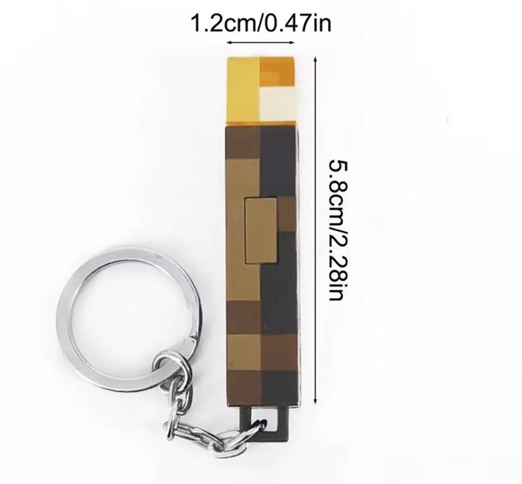  Torch Keychain Glow in Dark Anime Gamer Light Pixelated Wood Keyring2