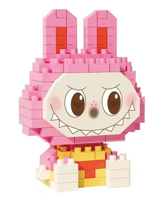 Labubu style  Monsters Red Doll 3D Puzzle Micro Connection Building Blocks DIY0