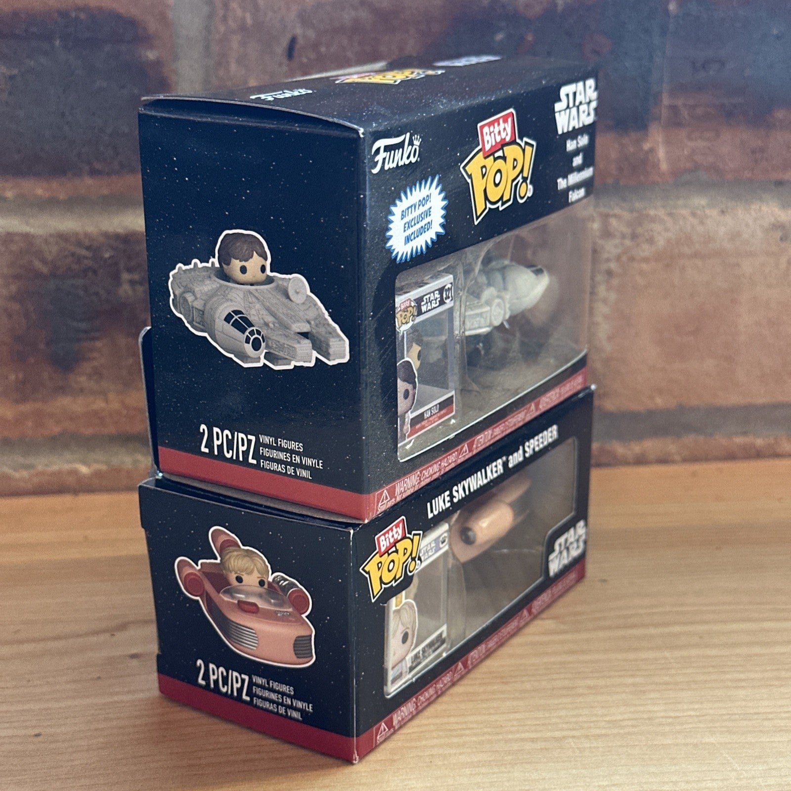 FUNKO POP: STAR WARS - SPEEDER LUKE Han Solo Falcon 1st Ed BITTY RIDE Set