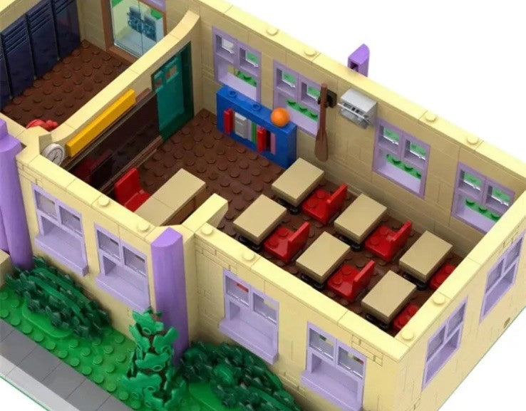 MOC The Simpsons Springfield Elementary School Modular Building Blocks 2724 PCS