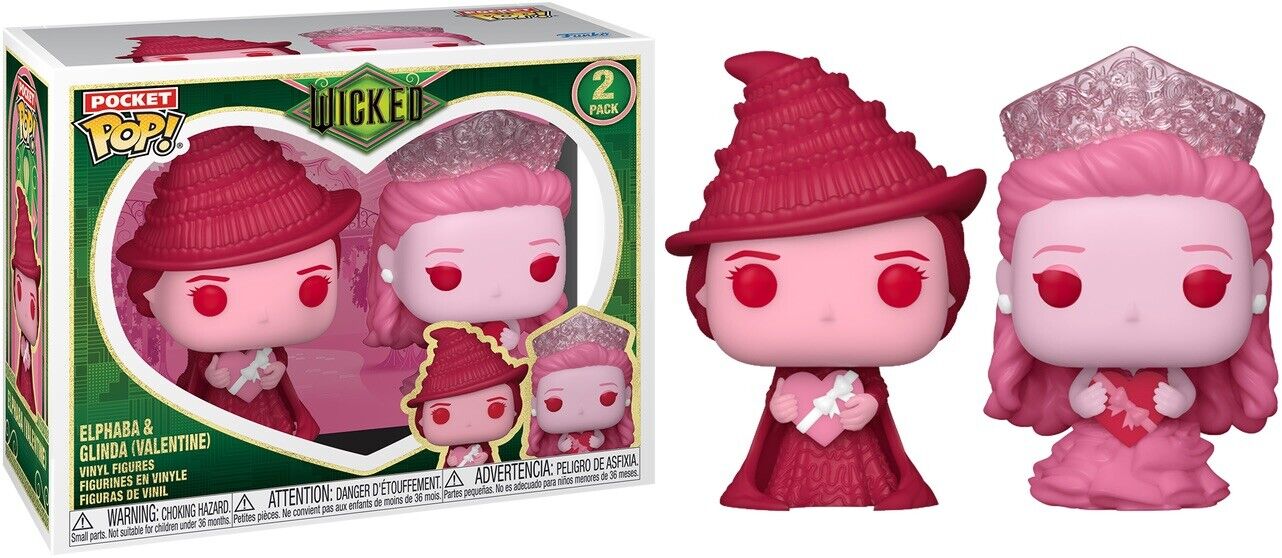 Funko Wicked (2024) Elphaba & Glinda Valentine Pocket Pop Vinyl 2-Pack In Stock