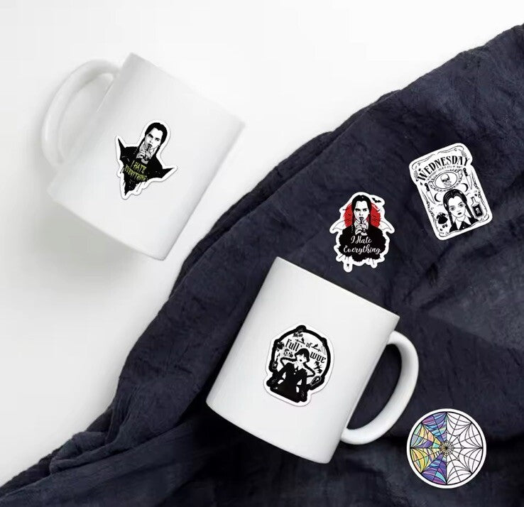 50 x Wednesday Adams Stickers Books Laptop School Party Bags Water Bottle Travel5