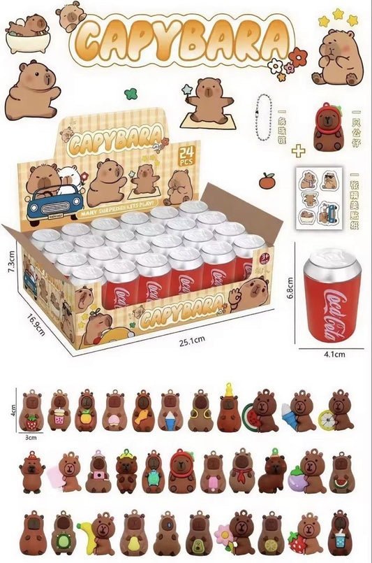 popmart Kawaii Red Can Capybara Go Blind Box Car Key Ring New Keychain Gift