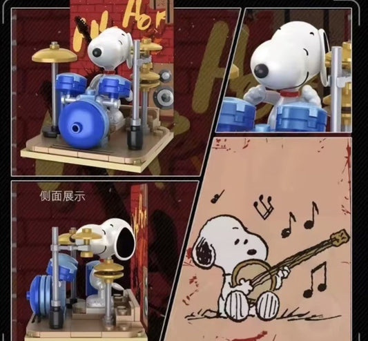 PEANUTS Snoopy Block Brick ‘ Drums  ‘ Mini Figure Blind Box Collect Set Gift