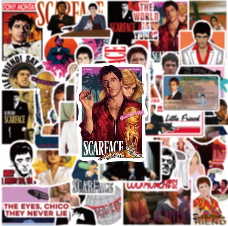50 Gangster Mafia Movie Sticker Pack-Waterproof Vinyl- Scarface Pacino Gift2