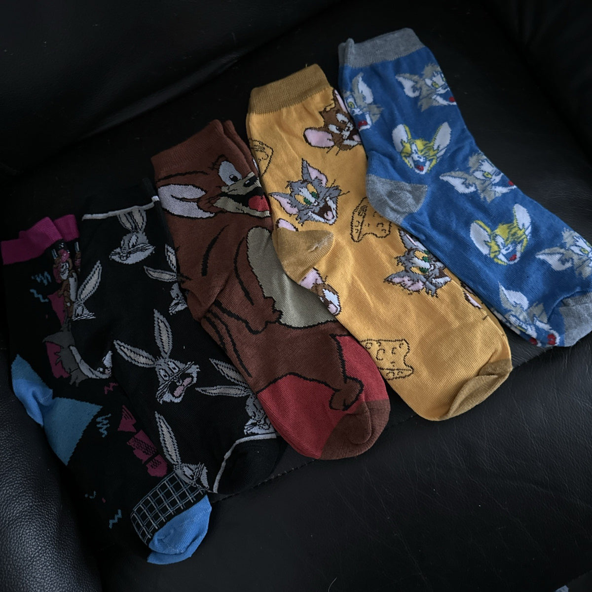 5 Set Funky Socks Tom & Jerry Cotton + Bugs Bunny Gifts UK One Size 4-10 37-451