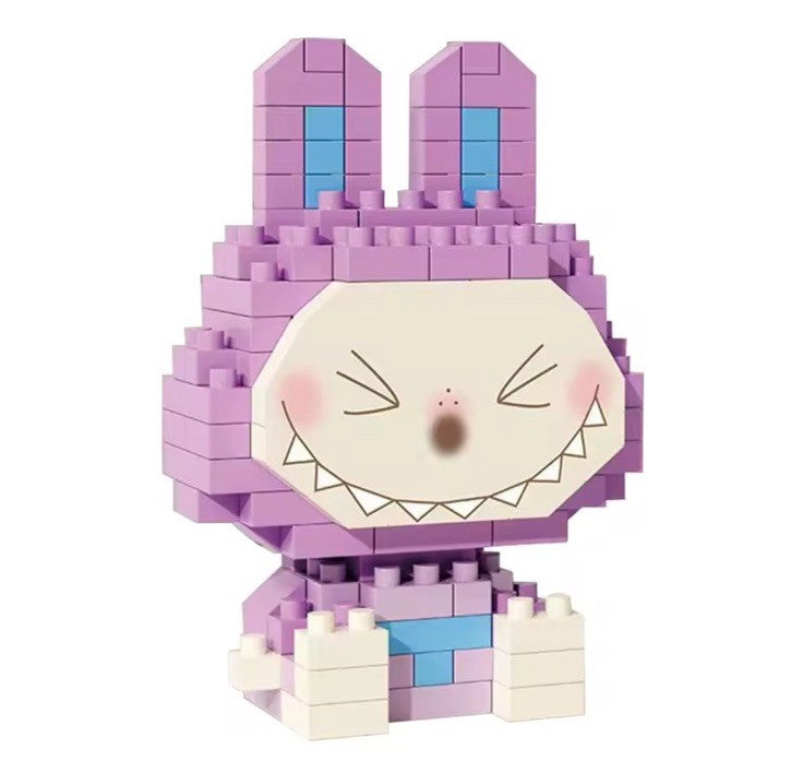 Labubu style Monsters Purple Doll 3D Puzzle Micro Connection Building Blocks DIY0