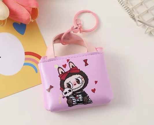 Cute Mini Pink Labubu bag Coin Purse Keychain Cartoon The Monsters Pendant