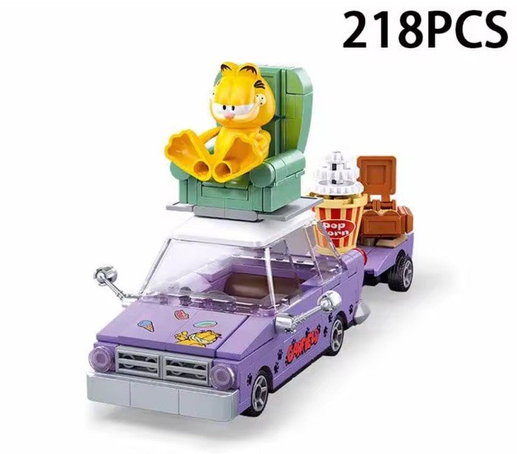 SLUBAN Garfield Building Blocks 218pcs Car Chair Boxed MOC Brick Set Gift moc0