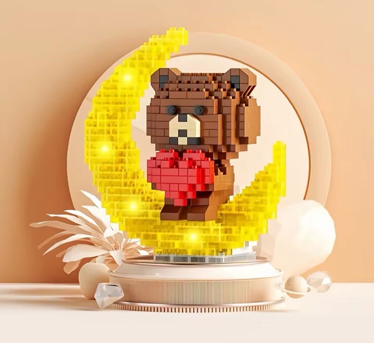  Bear With Heart Light Up Building Bricks Moon Light Gift Valentines0