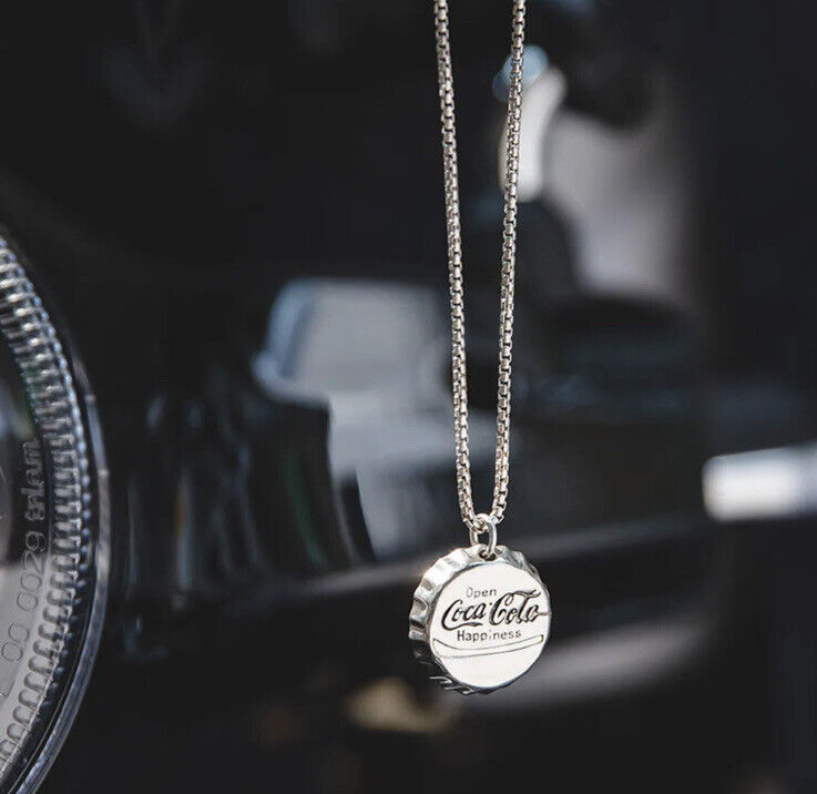 Necklace Coca Cola Bottle Cap Coke Necklace Silver Colour Merch Xmas Gift bag