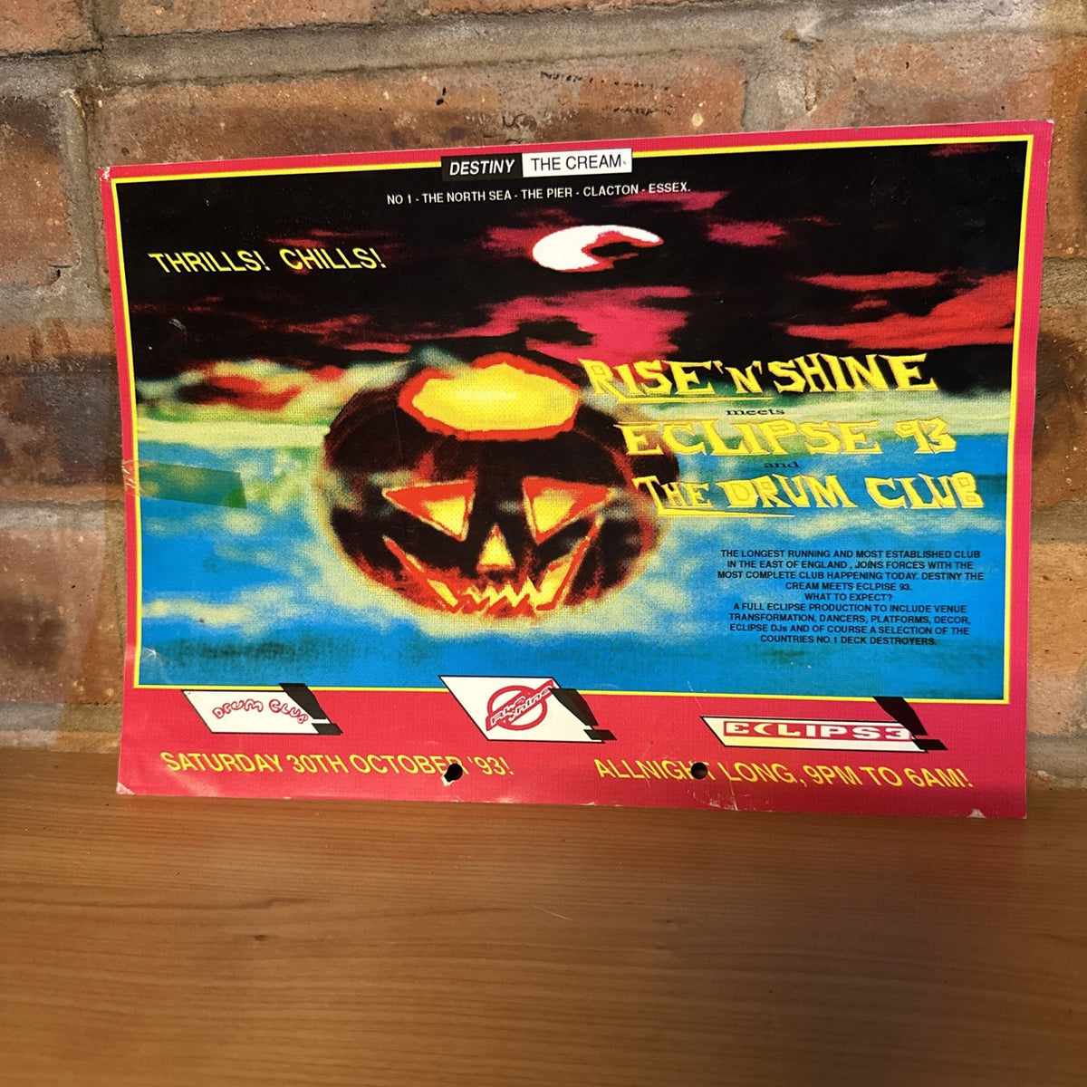 Rave Flyer Rise And Shine Eclipse 93 The Drum Club Oct 30th 1993 The Pier0