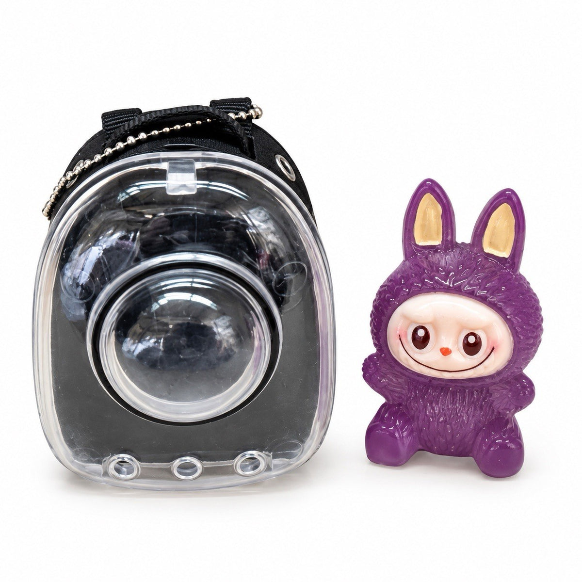 Black Labubu backpack With Random Glow mini figure inside Gift Party Cartoon0