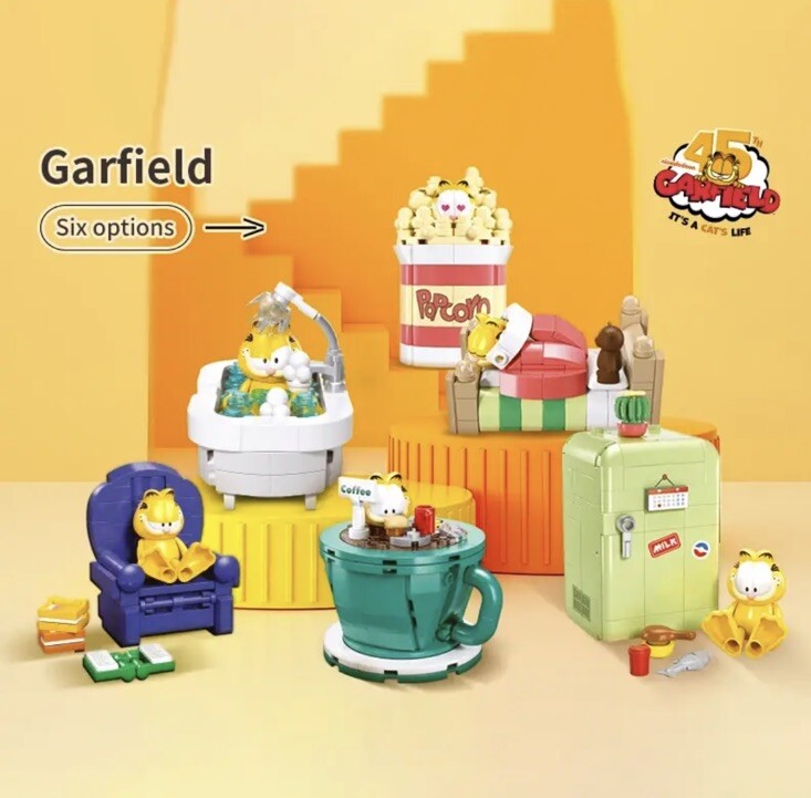 Cartoon Garfield ‘ Popcorn ‘ Television Building Block Brick Toys Cat Bricks1