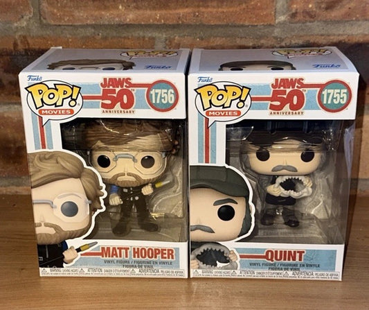 Funko Jaws Hooper & Quint W/ Shark  Set 50th Anni Pop! Vinyl Fig In Stk Now