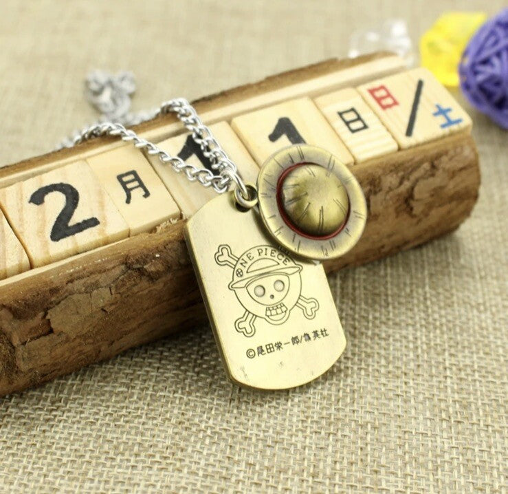 One Piece Skull And Cross Bones Luffy Dog Tag Anime Cosplay Necklace0