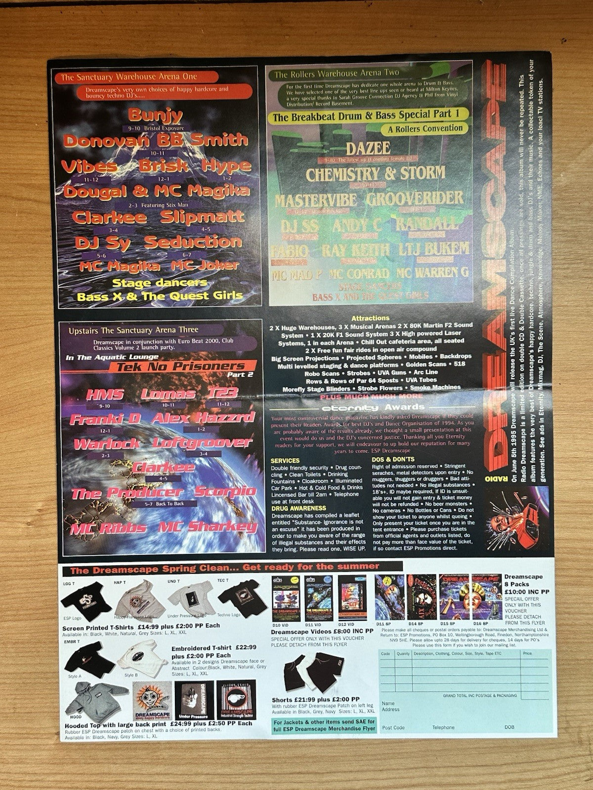 Dreamscape 19 May 95 @ The Sanctuary Milton Keynes A3 Rave Flyer Hype Sharkey2