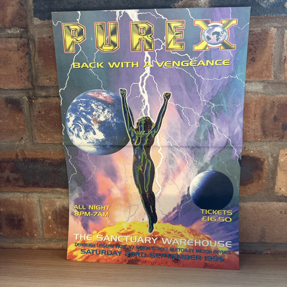 Rave Flyer Pure X Back With A Vengeance 23rd Sept 1995 @ The Sanctuary Folded0