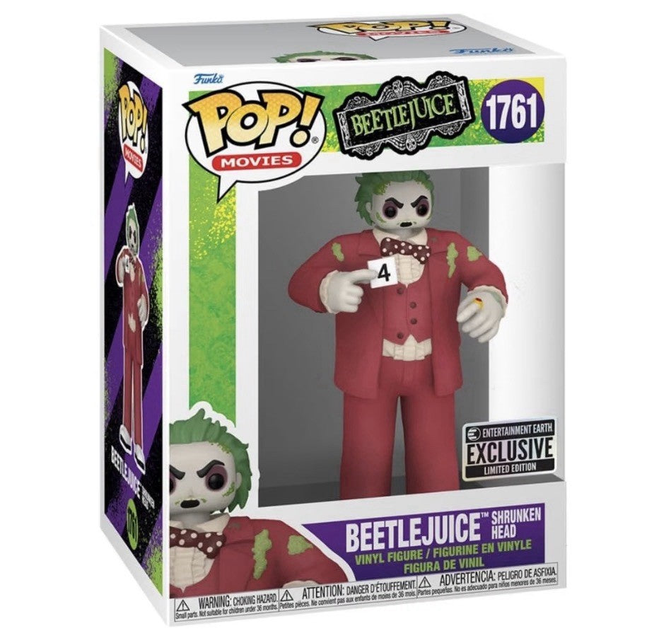 Funko Pop Beetlejuice Shrunken Head #1761 Bj Horror Red Suit Cult Movie Gift0