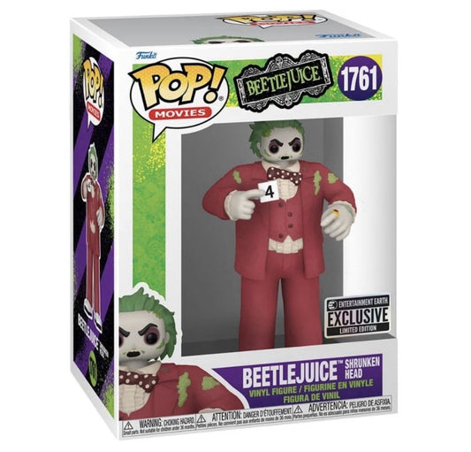 Funko Pop Beetlejuice Shrunken Head #1761 Bj Horror Red Suit Cult Movie Gift0