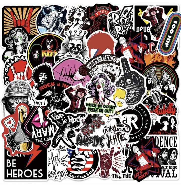 50X Rock Poster Stickers Punk Band Guitar Amp Music Decal Stickerbomb Skateboard3