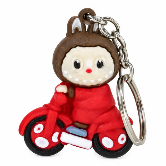 Labubu The Monsters Red Bike Keychain Pendant Bag Charm Backpack Keyring Cute0