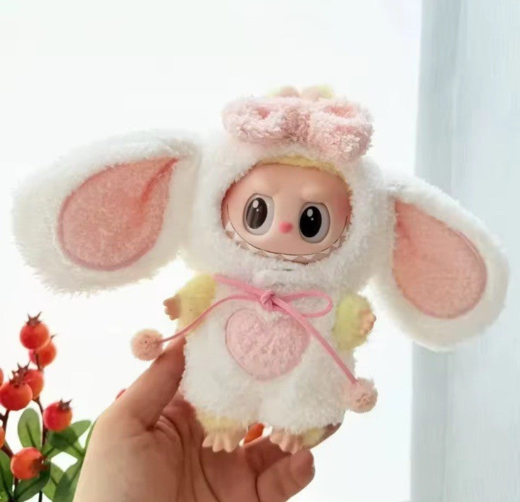 For 17cm Labubu Doll Clothes Cute Rabbit Clothes Color Hoodie Mini Cloth NO DOLL