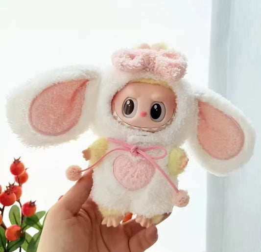 For 17cm Labubu Doll Clothes Cute Rabbit Clothes Color Hoodie Mini Cloth NO DOLL