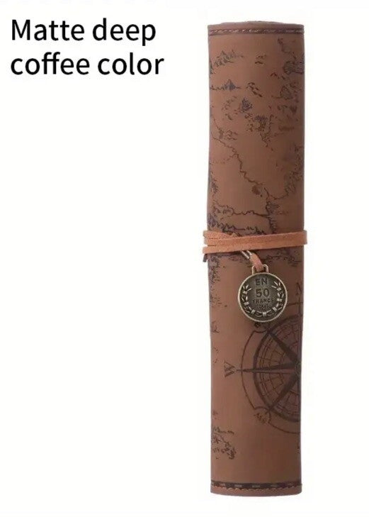 Indiana Treasure Map Pencil Cases Luxury Rolls Leather Pen School Bag Pouch1