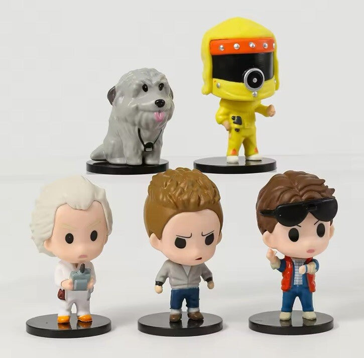 5x Back to the Future Figures Marty McFly Doc Einstein Figure BTTF Q 8cm Gifts3