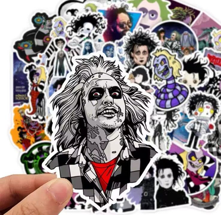 x50 Tim Burton Movie Stickers Beetlejuice Scissorhands Nightmare Before Gift0