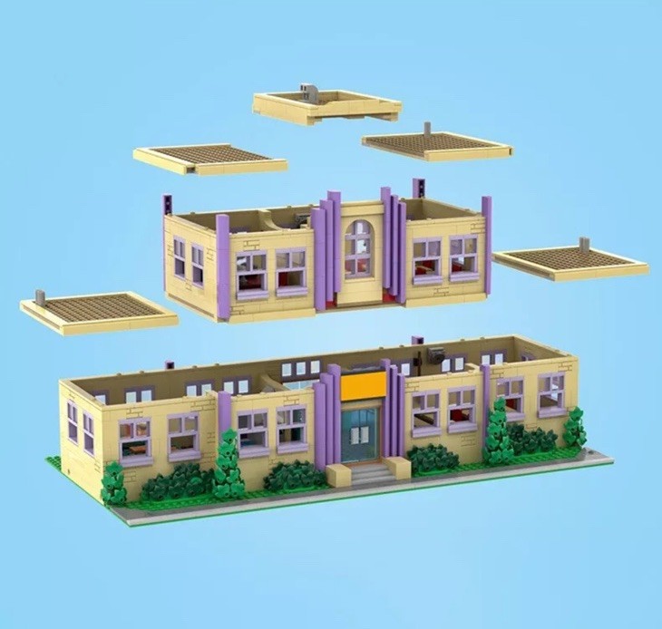 MOC The Simpsons Springfield Elementary School Modular Building Blocks 2724 PCS