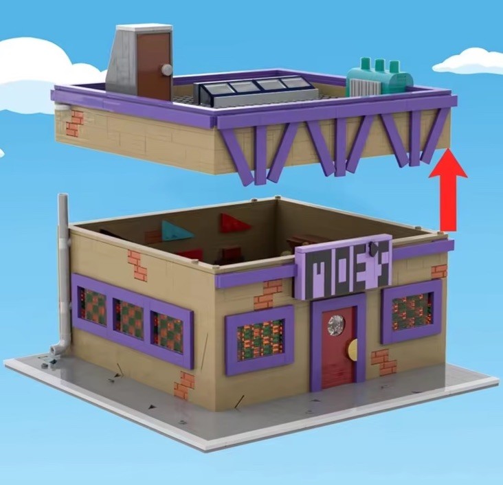 MOC The Simpsons Moe's Tavern Building Blocks 1736PCS Architecture Kit In Stock