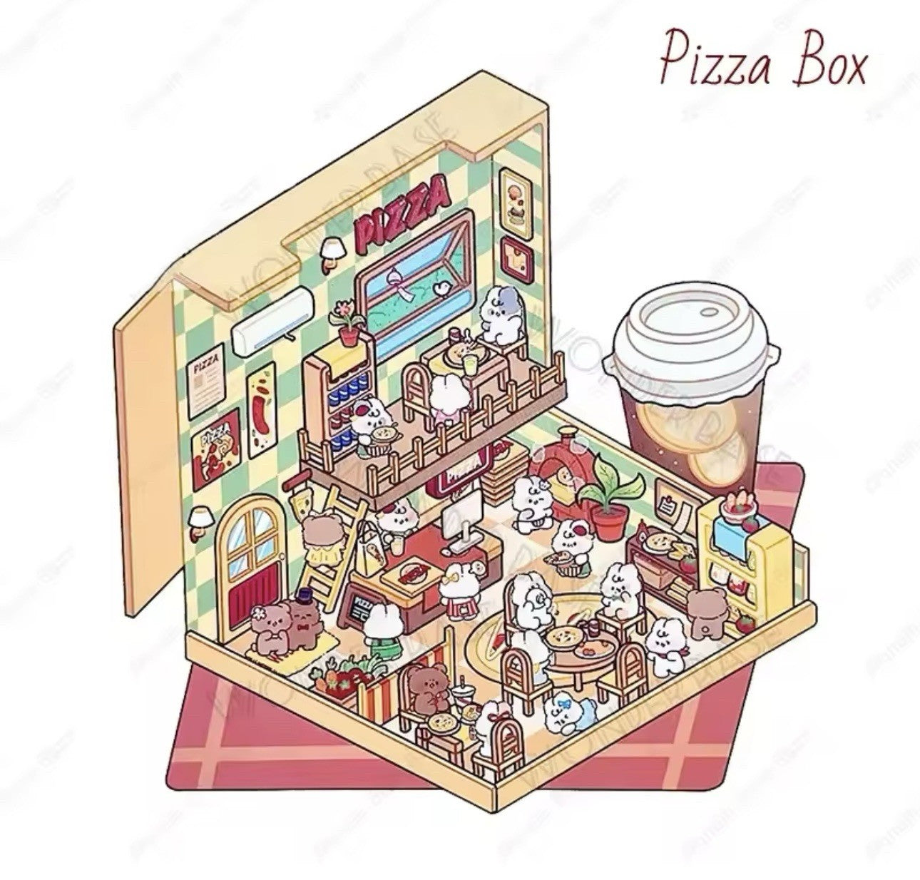 NEW 8Pc Mega Scenes DIY Cartoon 3D Landscape Sticker Book Sticker Festival Gift