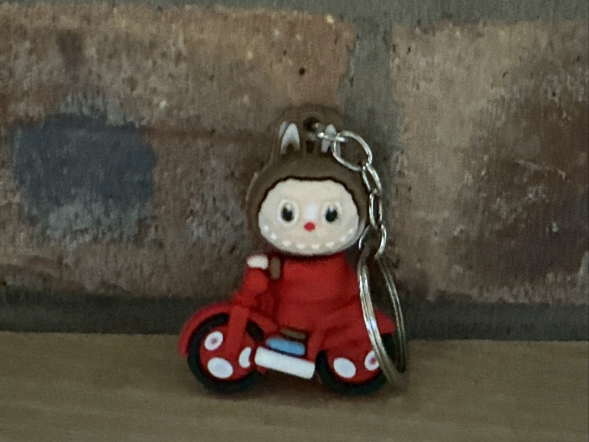 Labubu The Monsters Red Bike Keychain Pendant Bag Charm Backpack Keyring Cute1