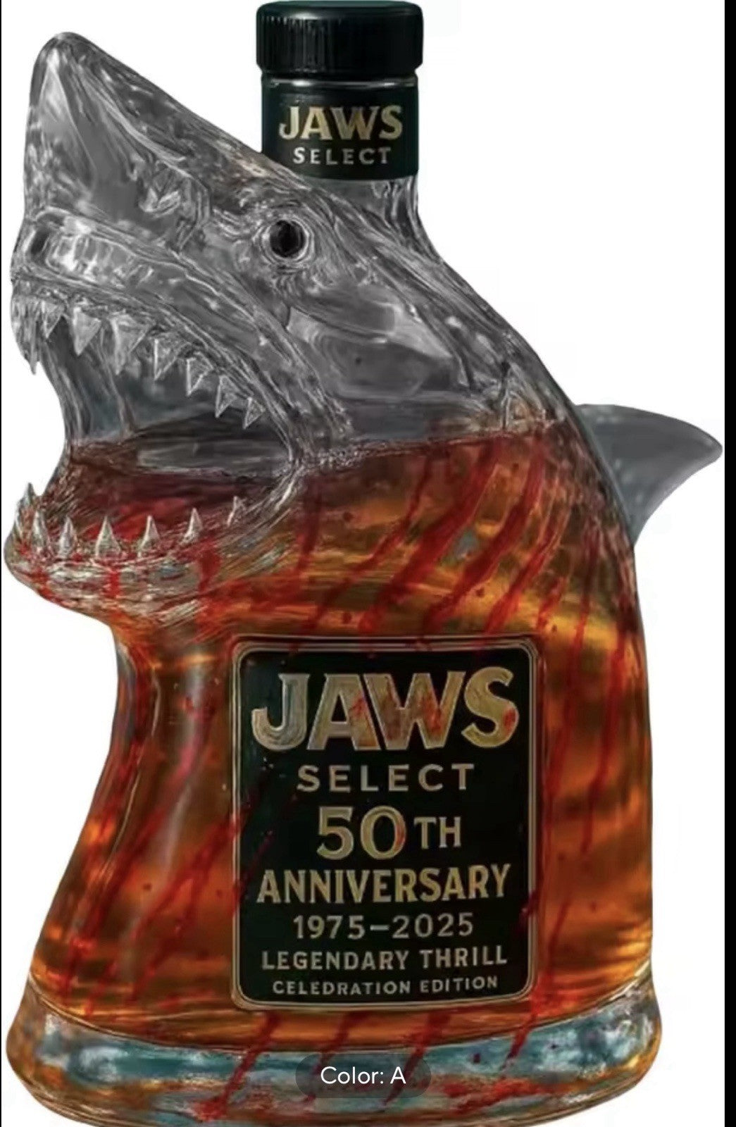 Jaws 50th Anniversary Limited Edition Whiskey Bottle And Glass Unique Gift Set