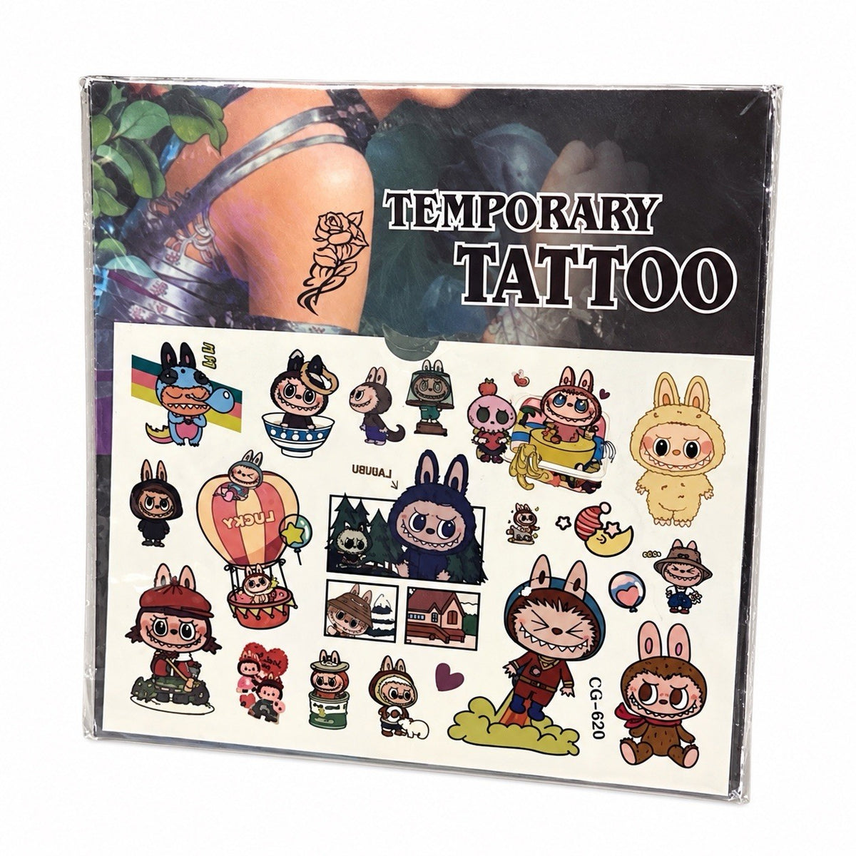labubu Temporary tattoo Transfers x20 Summer Gift Set Party Bag Stickers Rainbow0