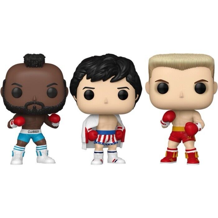 Funko Pop! SET of 3 - Rocky Balboa Clubber Lang Ivan Drago Boxing In Stk Movie