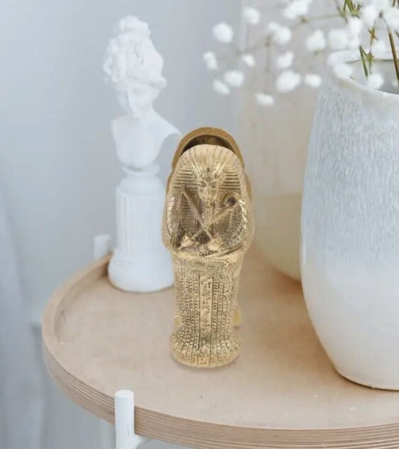 Golden Egyptian Mummy &  Sarcophagus Pharaohs Tomb Ornament Figurine 9/10 Cm0