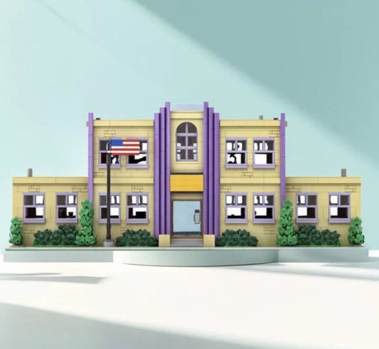 MOC The Simpsons Springfield Elementary School Modular Building Blocks 2724 PCS