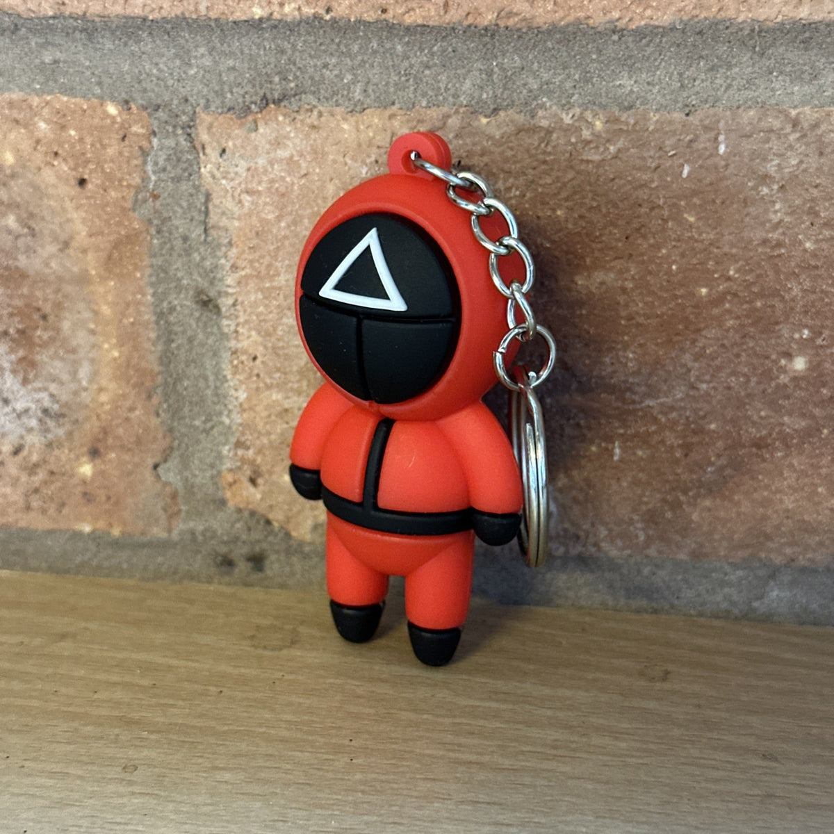 Squid Game Masked Worker Triangle Keyring Red with Keychain Key Ring0