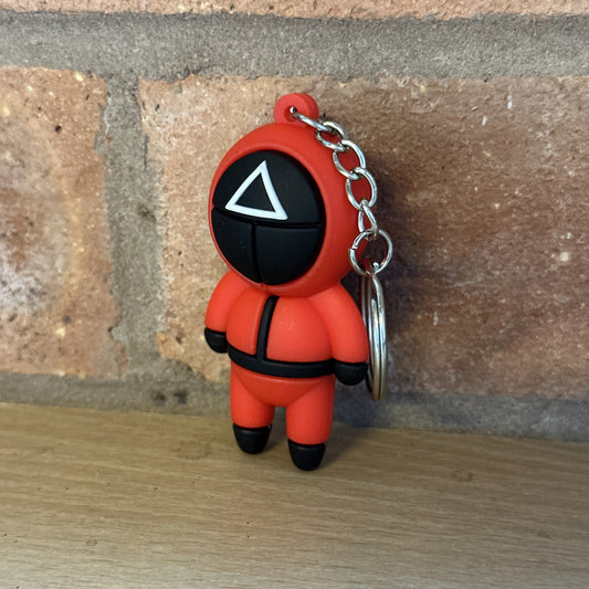 Squid Game Masked Worker Triangle Keyring Red with Keychain Key Ring0