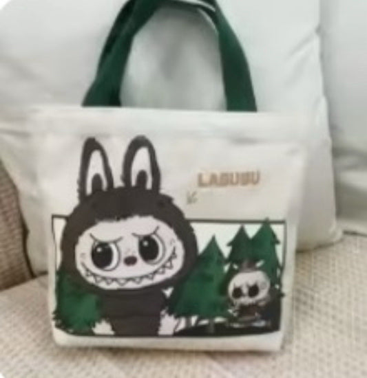 Labubu The Monsters Brown Figure Tote Bag Canvas Hand Bag Gift
