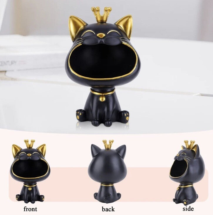 Lucky black Cat Statue Sculpture ornament key holder hall tidy  1