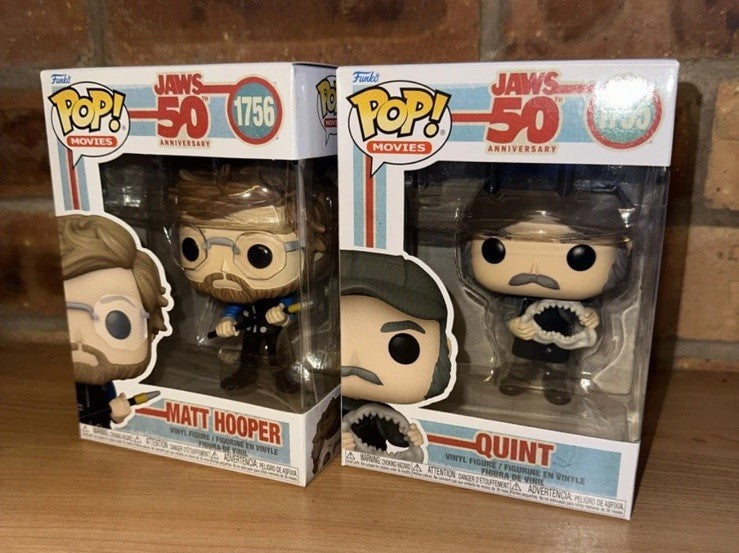 Funko Jaws Hooper & Quint W/ Shark  Set 50th Anni Pop! Vinyl Fig In Stk Now