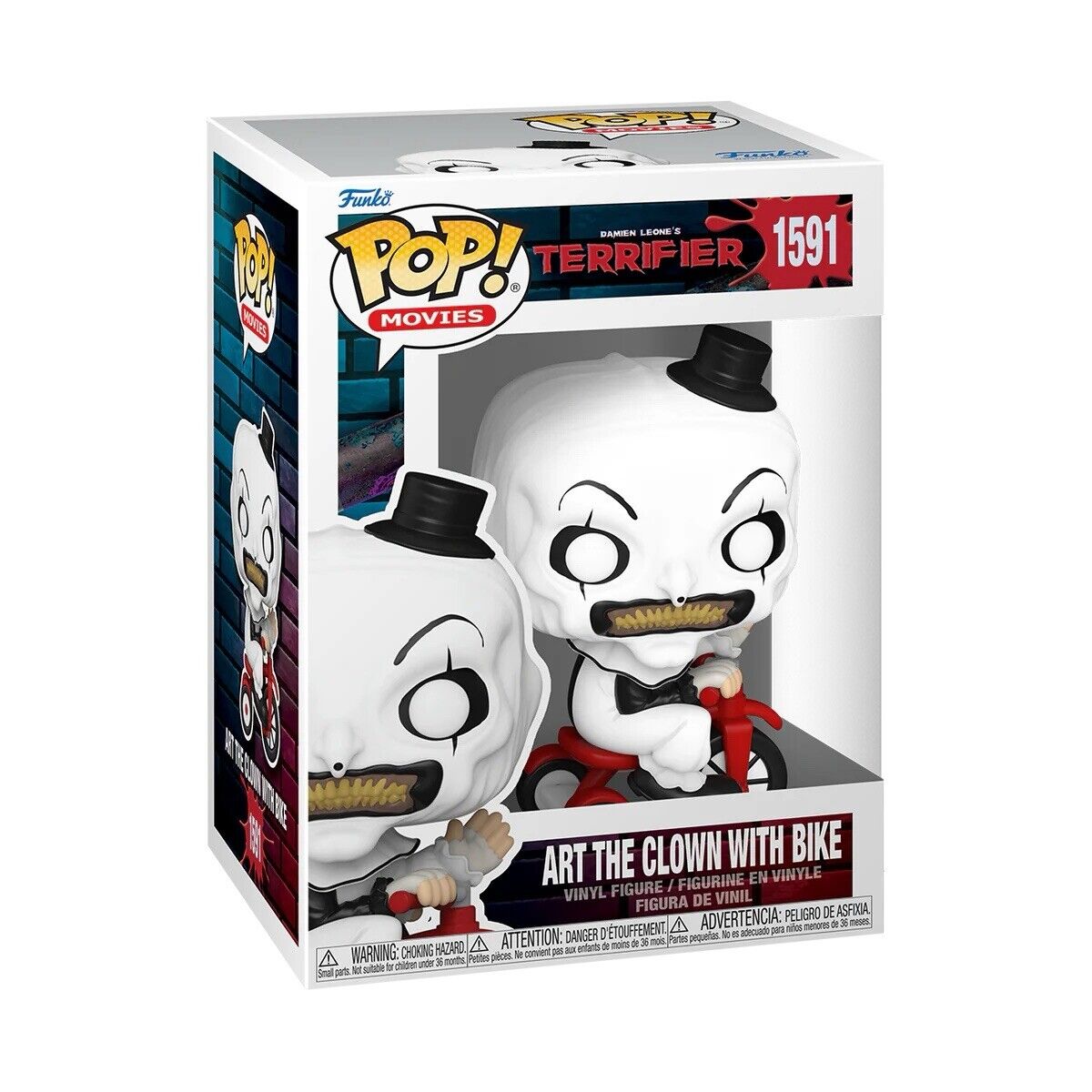 Terrifier Art the Clown with Bike Funko Pop #1591 In Stock Now Cult Horror