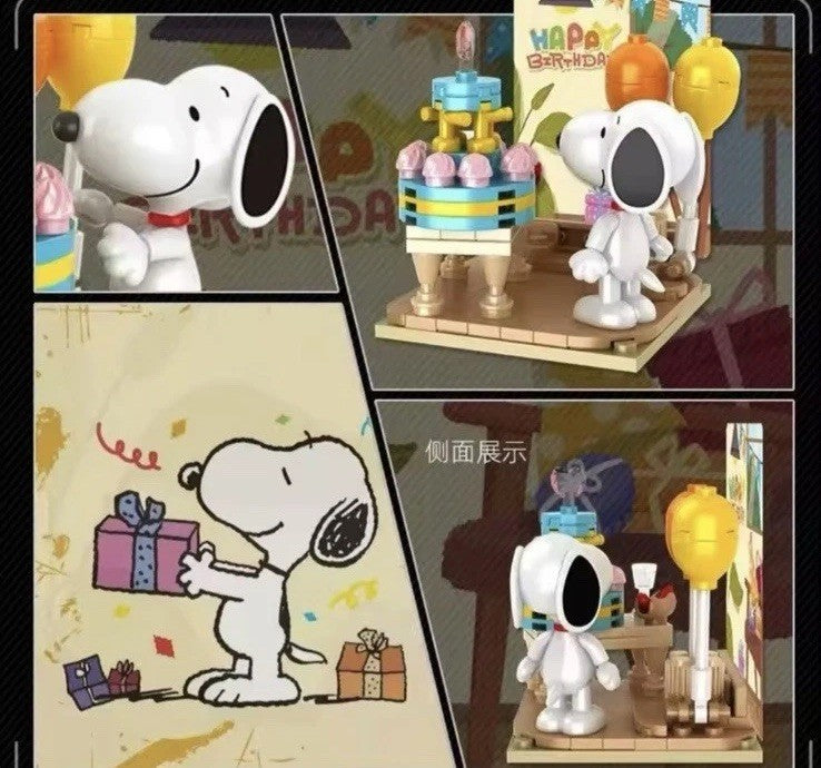 PEANUTS Snoopy Block Brick ‘ Birthday  ‘ Mini Figure Blind Box Collect Set Gift